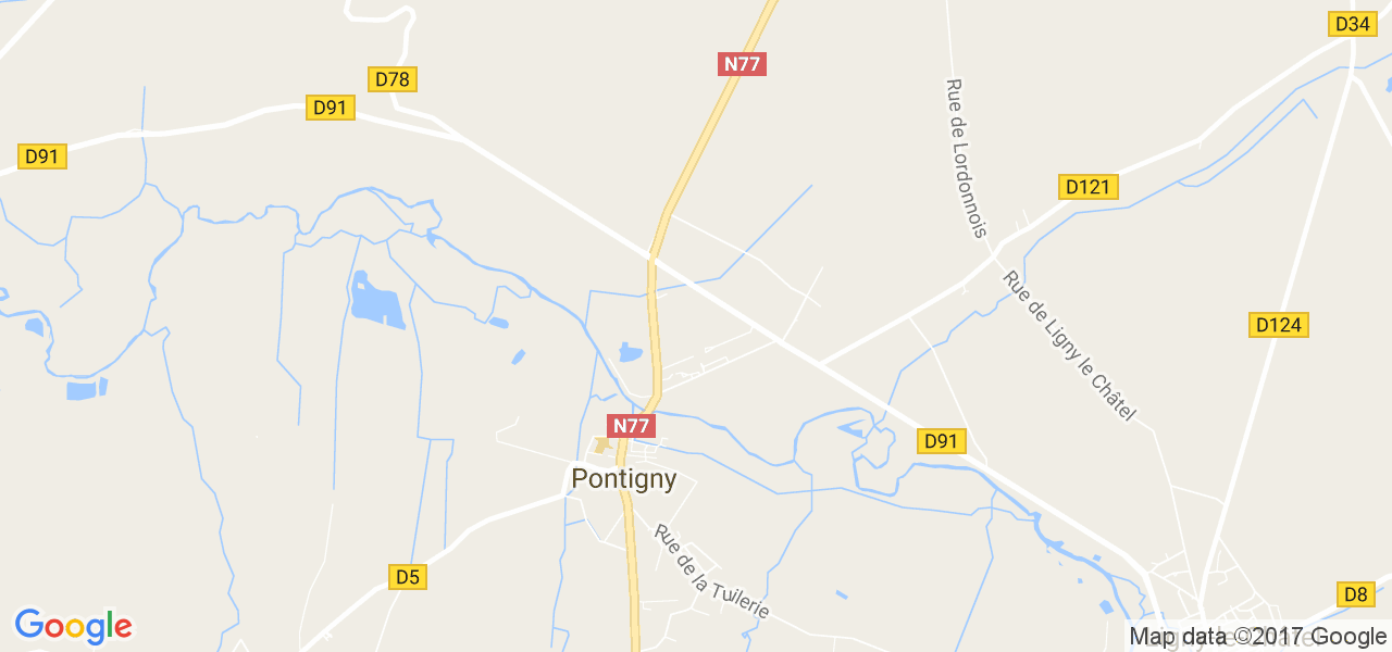 map de la ville de Pontigny