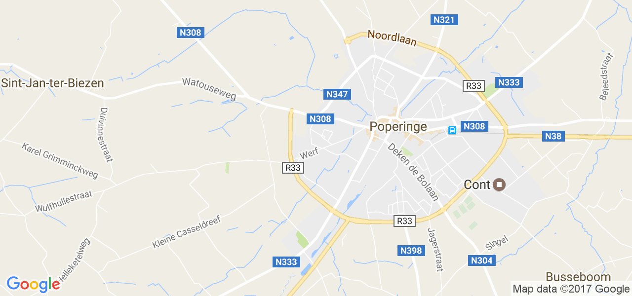 map de la ville de Poperinge