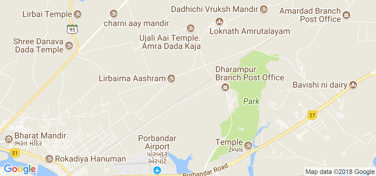 map of the city of Porbandar