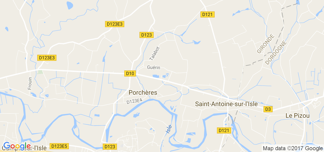 map de la ville de Porchères