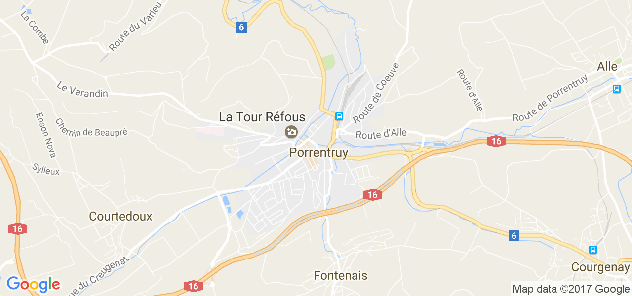 map de la ville de Porrentruy