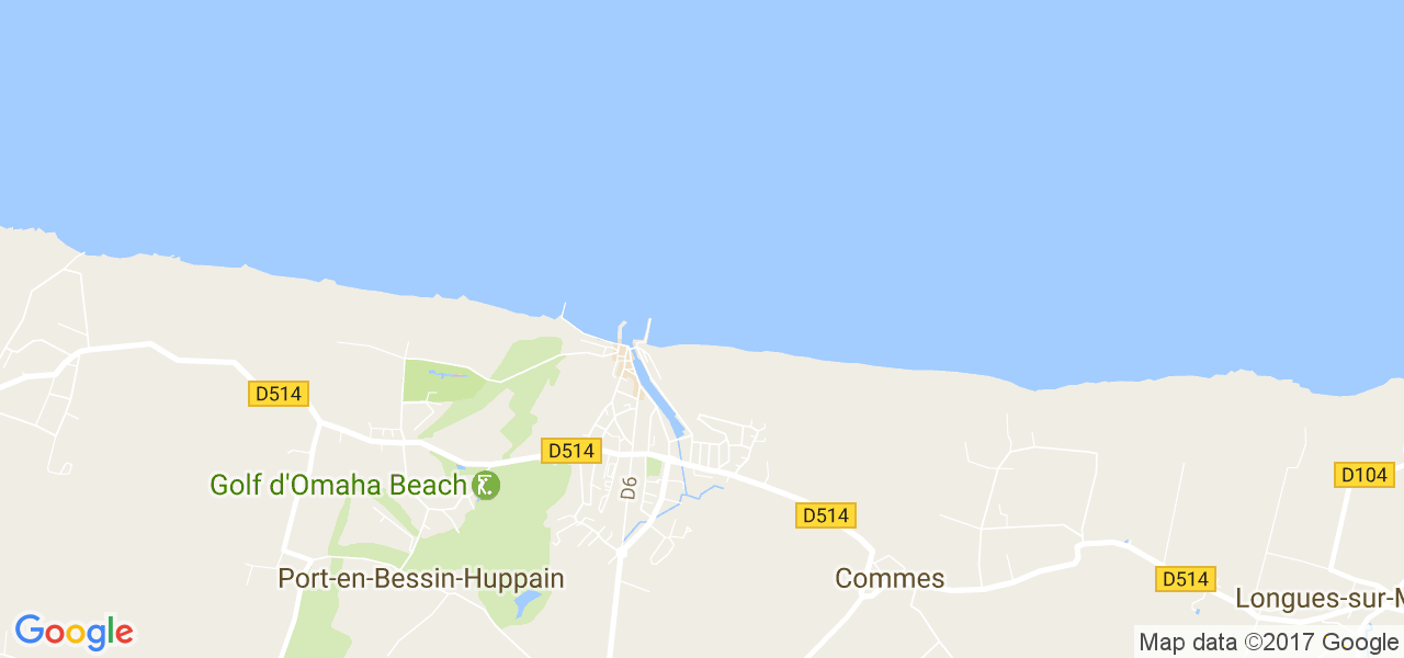 map de la ville de Port-en-Bessin-Huppain