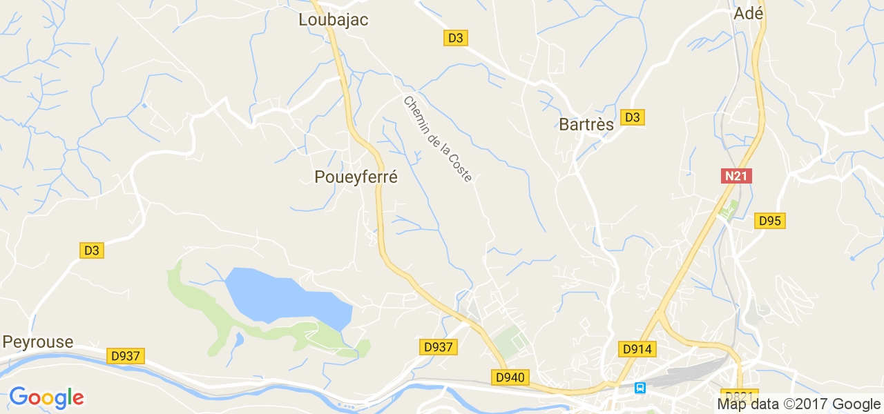 map de la ville de Poueyferré