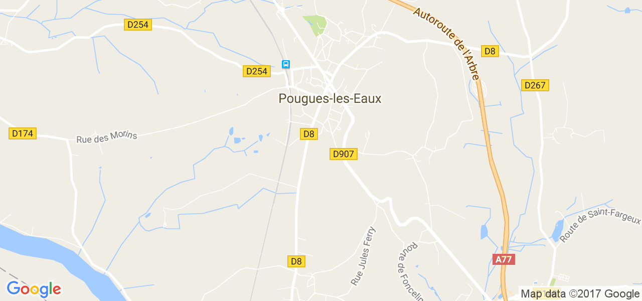 map de la ville de Pougues-les-Eaux