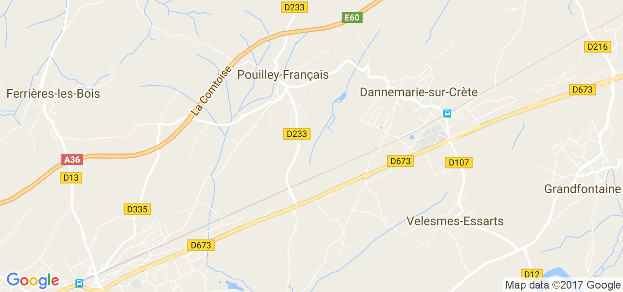 map de la ville de Pouilley-Français