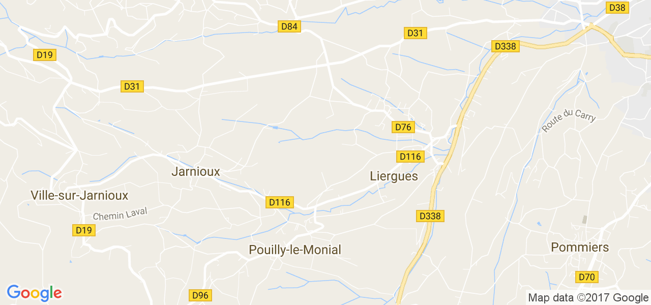 map de la ville de Pouilly-le-Monial