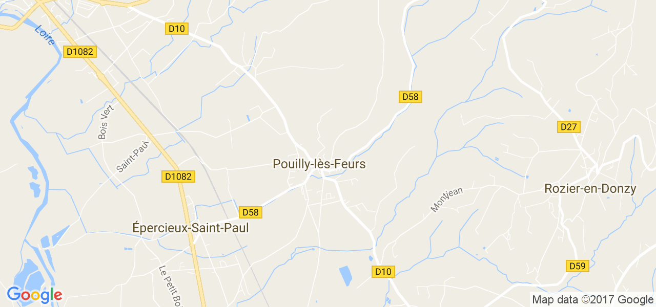 map de la ville de Pouilly-lès-Feurs