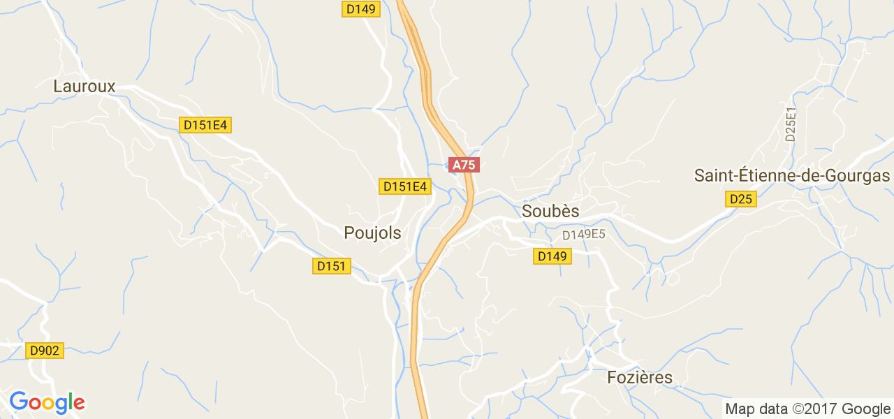 map de la ville de Poujols