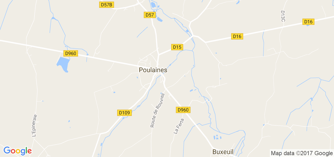 map de la ville de Poulaines