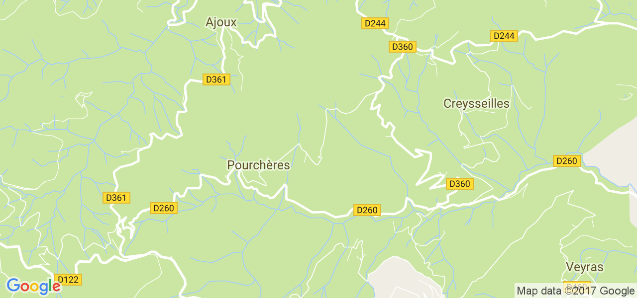 map de la ville de Pourchères