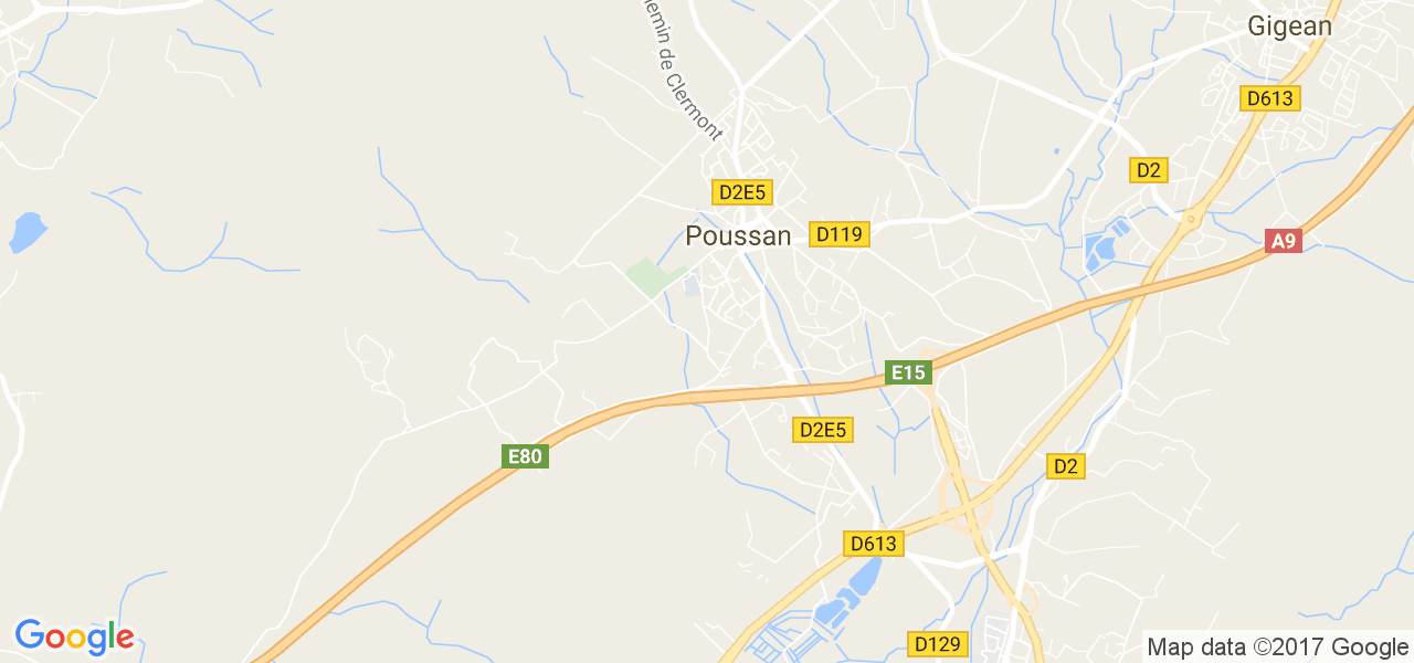 map de la ville de Poussan