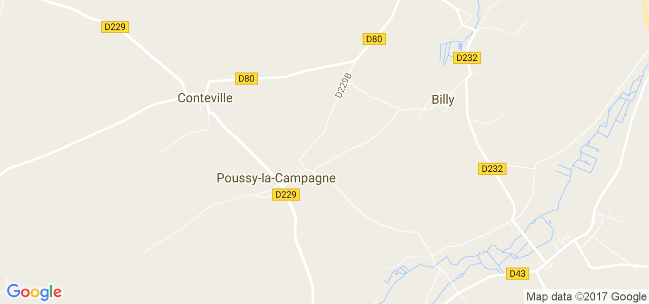 map de la ville de Poussy-la-Campagne