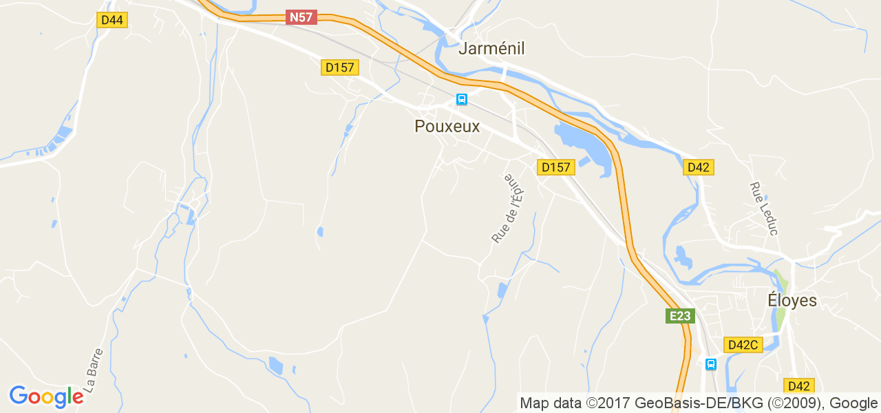 map de la ville de Pouxeux