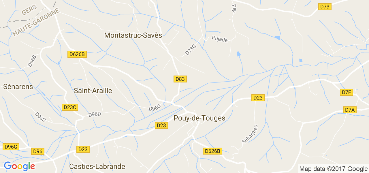 map de la ville de Pouy-de-Touges