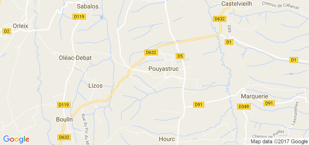 map de la ville de Pouyastruc