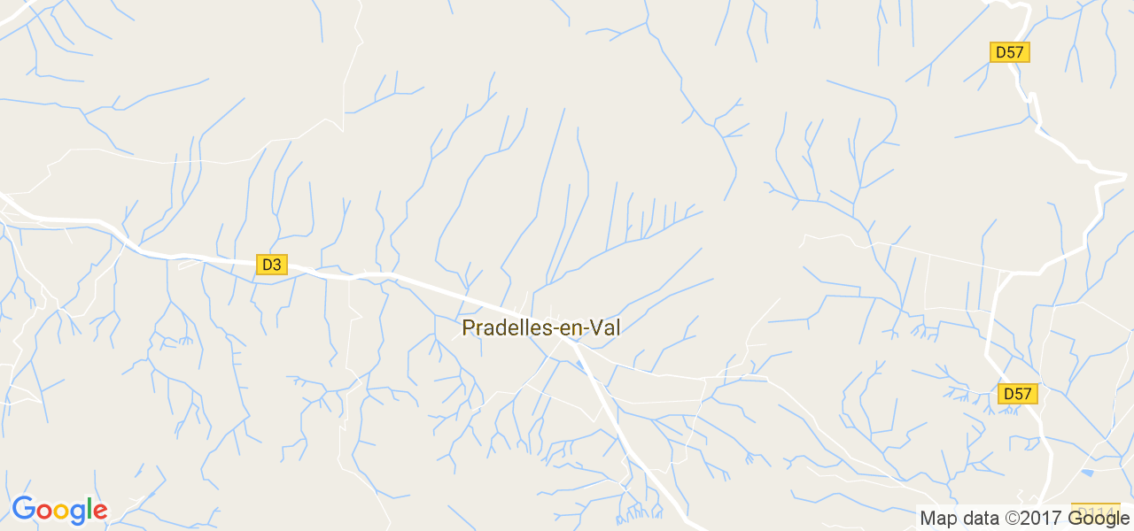 map de la ville de Pradelles-en-Val