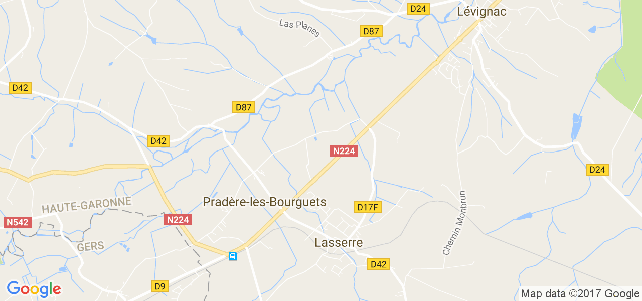 map de la ville de Pradère-les-Bourguets