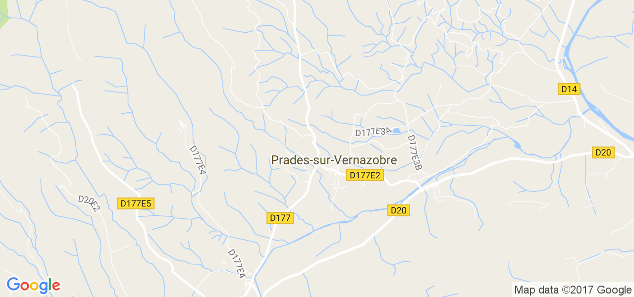 map de la ville de Prades-sur-Vernazobre