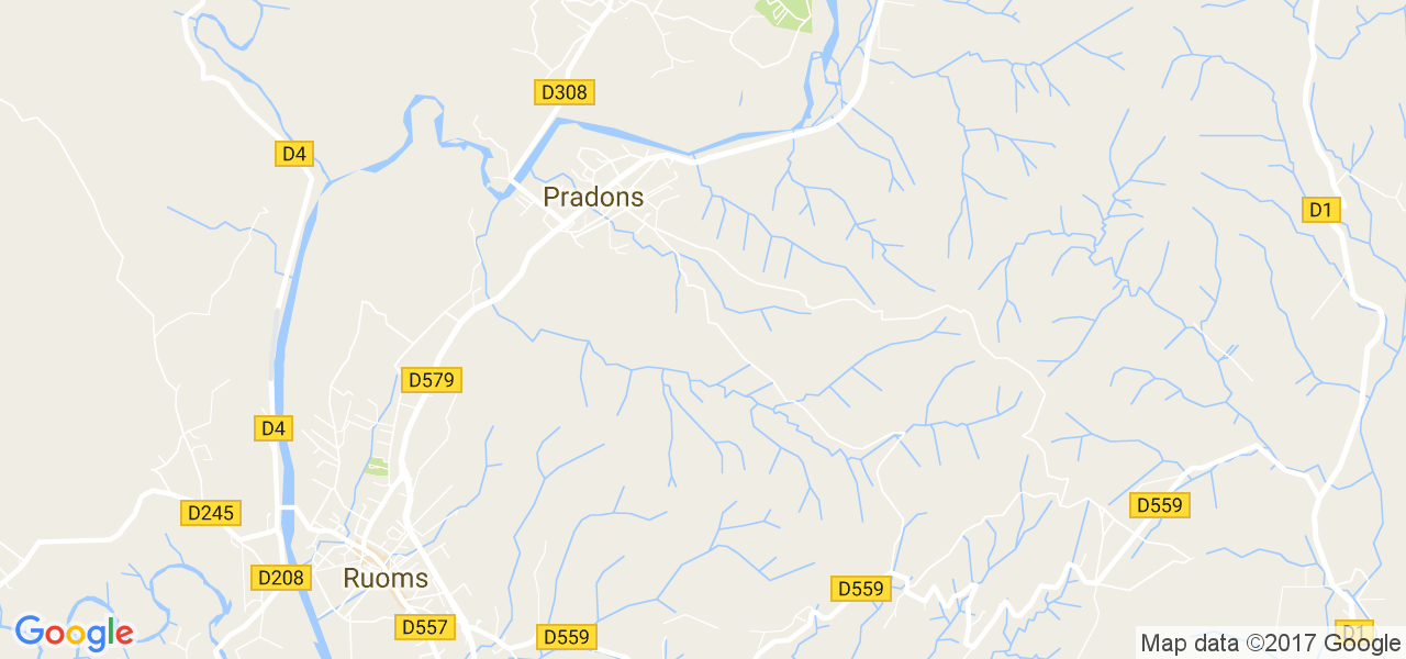 map de la ville de Pradons