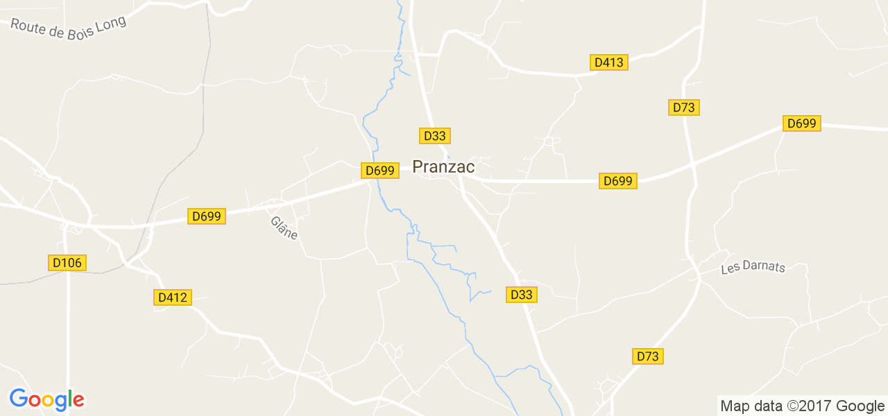 map de la ville de Pranzac