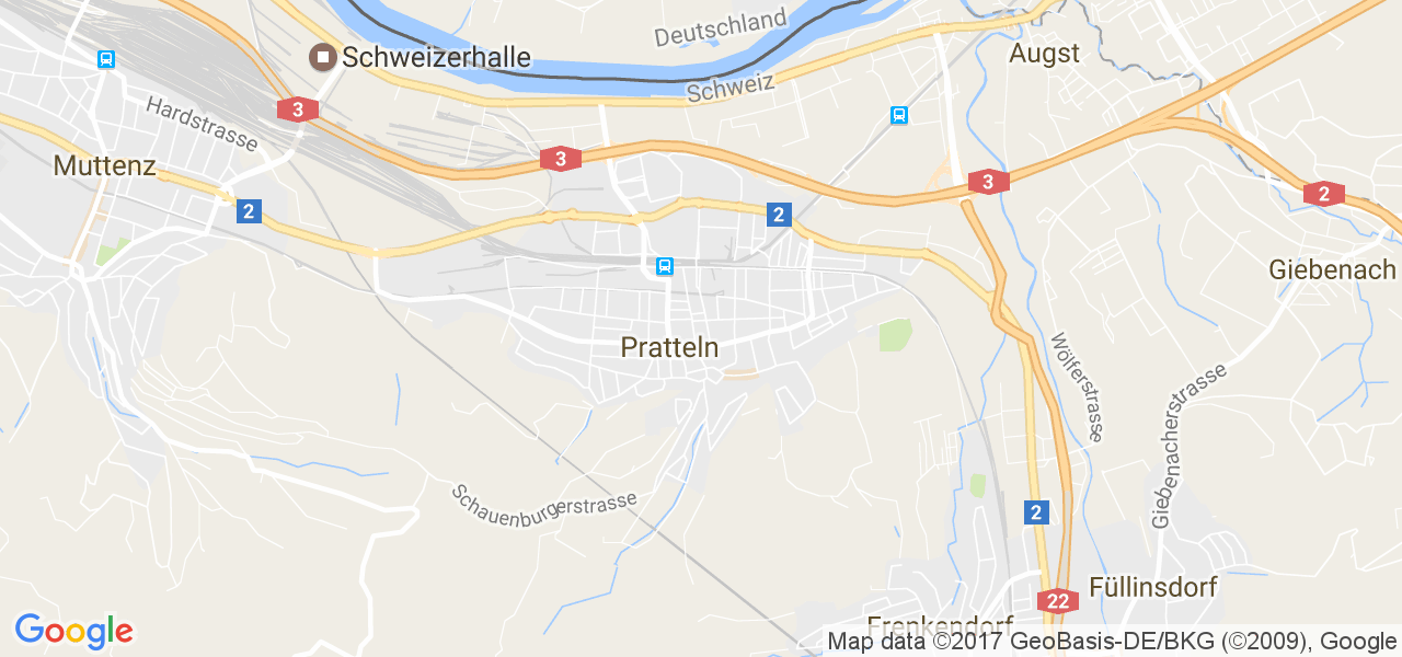 map de la ville de Pratteln