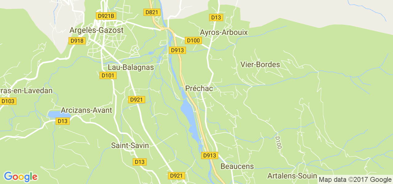 map de la ville de Préchac