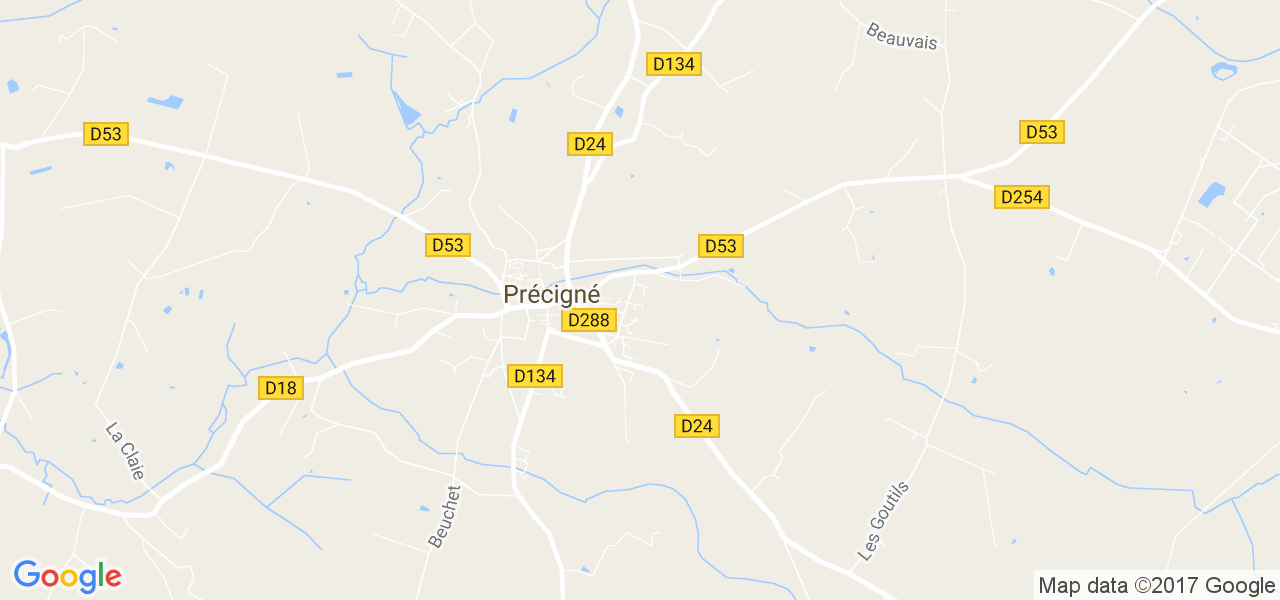 map de la ville de Précigné