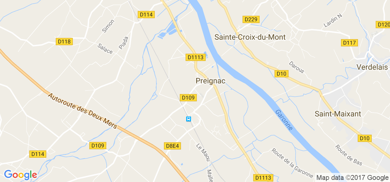 map de la ville de Preignac