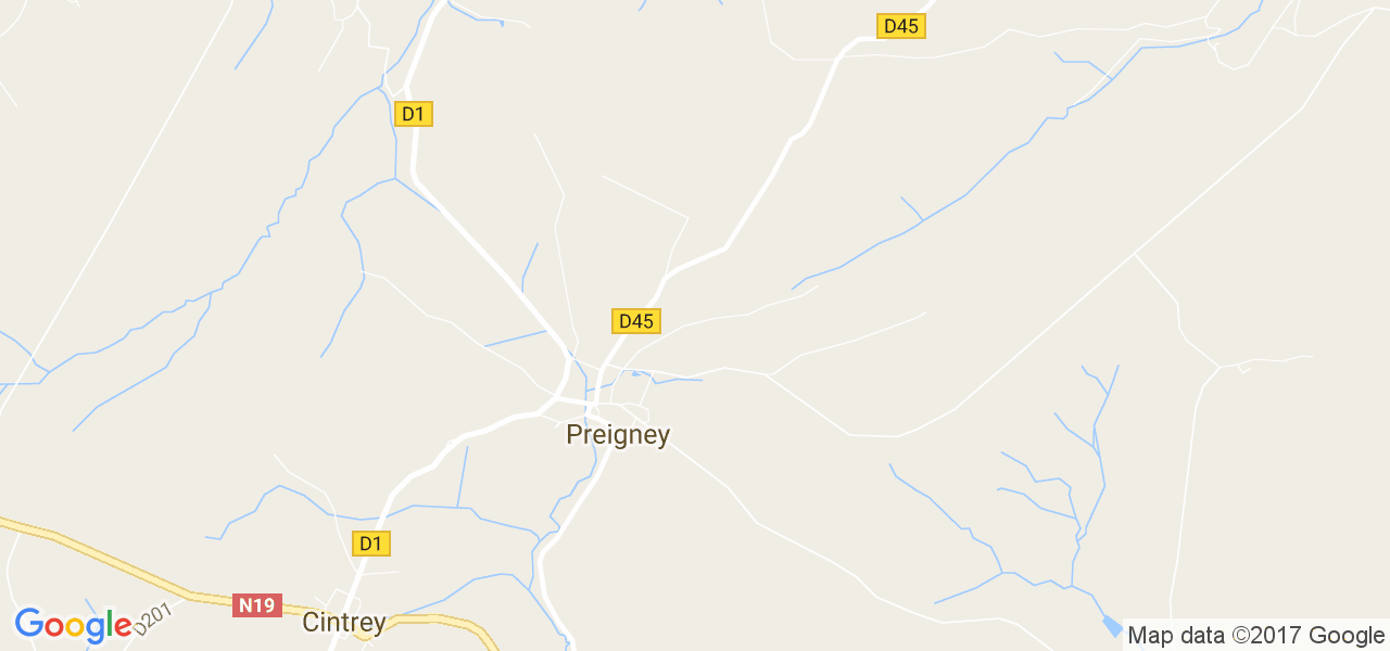 map de la ville de Preigney