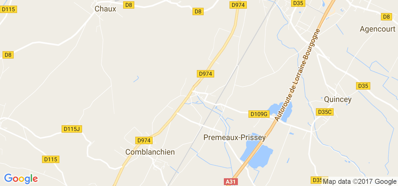 map de la ville de Premeaux-Prissey