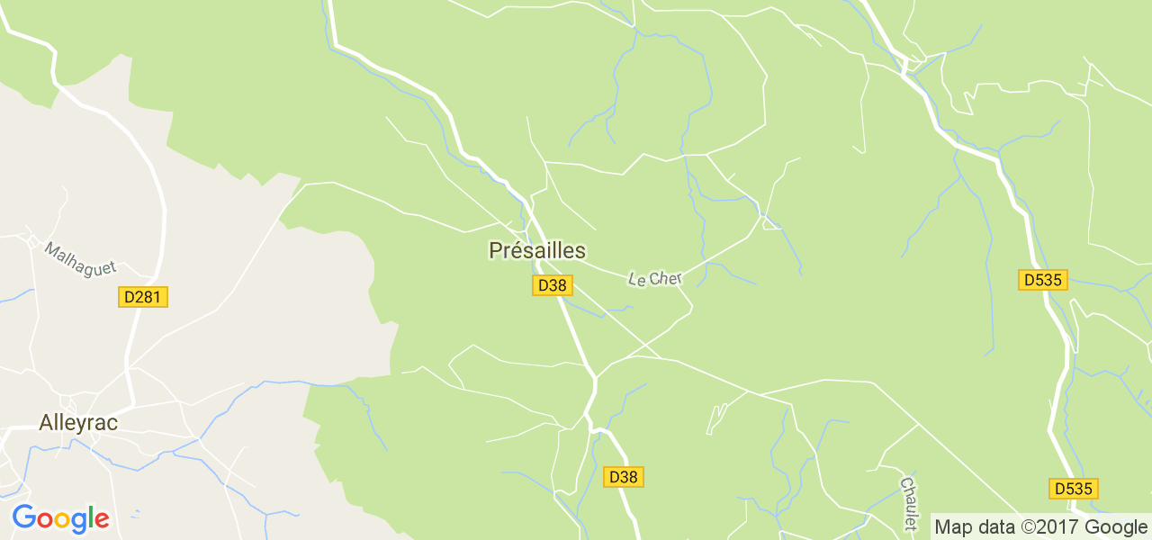 map de la ville de Présailles