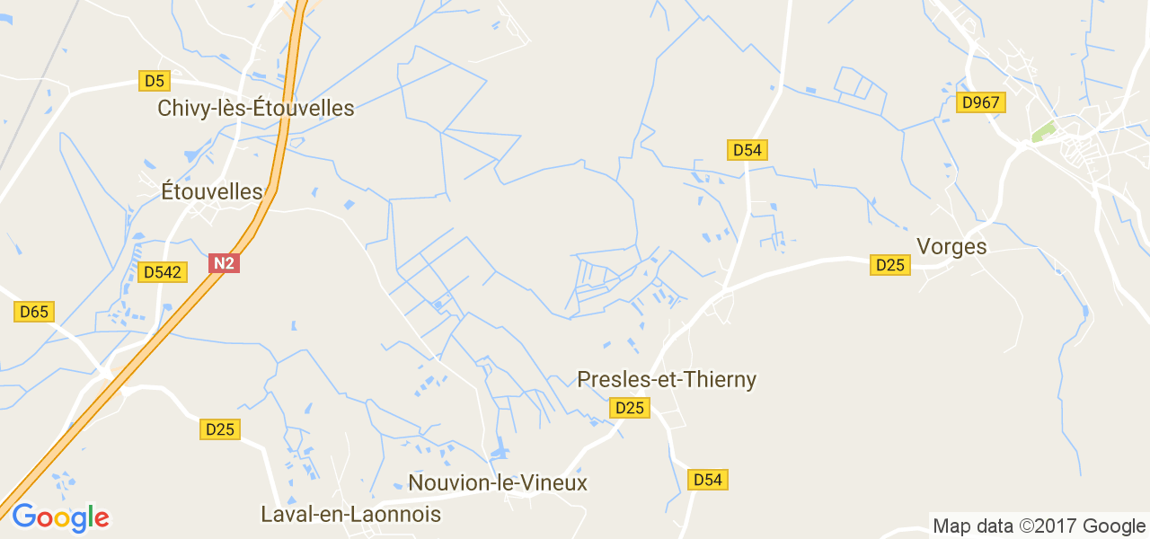 map de la ville de Presles-et-Thierny