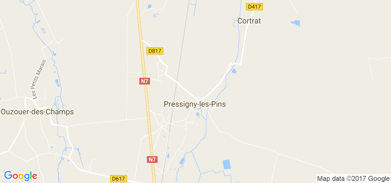 map de la ville de Pressigny-les-Pins