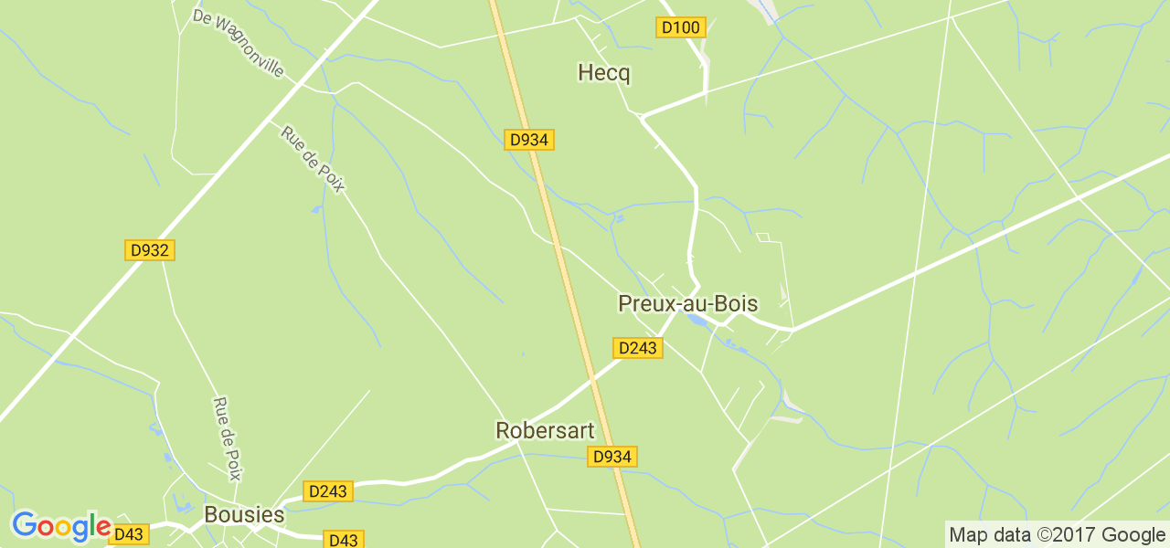 map de la ville de Preux-au-Bois