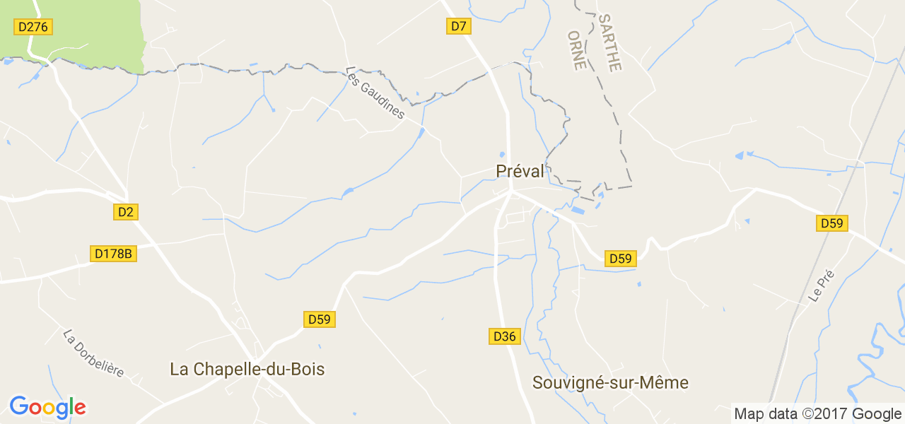 map de la ville de Préval