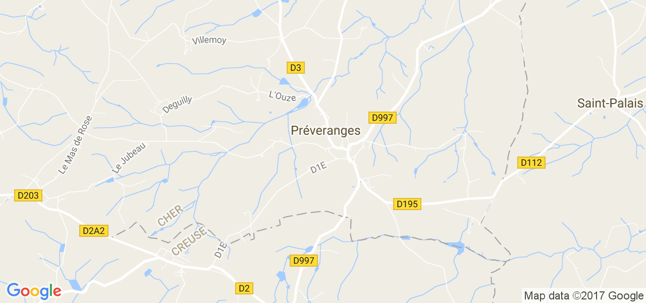 map de la ville de Préveranges