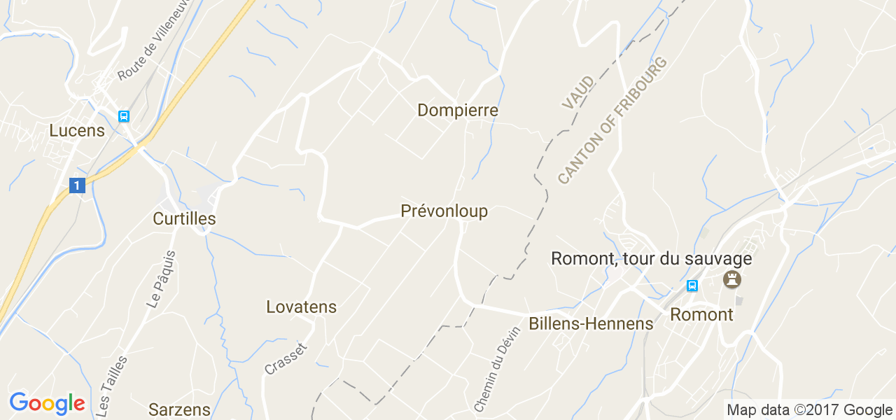 map de la ville de Prévonloup