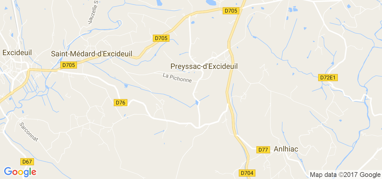 map de la ville de Preyssac-d'Excideuil