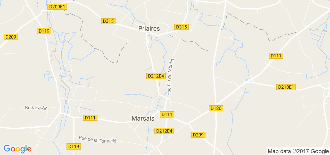 map de la ville de Priaires