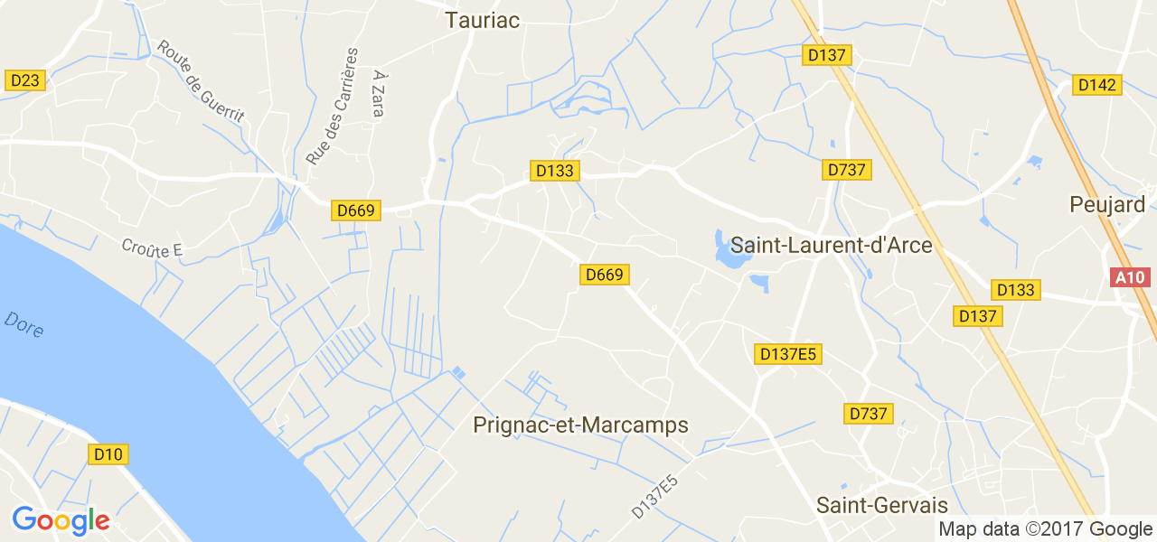 map de la ville de Prignac-et-Marcamps