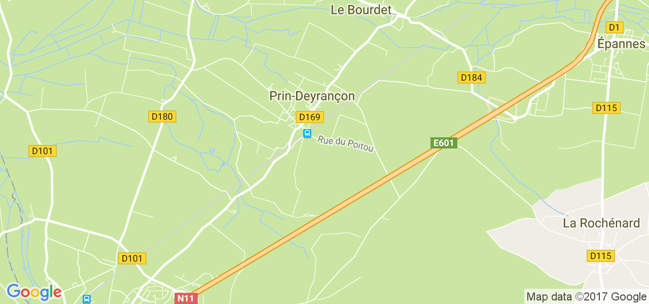 map de la ville de Prin-Deyrançon