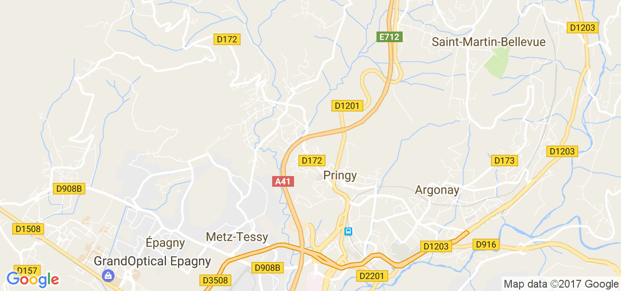 map de la ville de Pringy