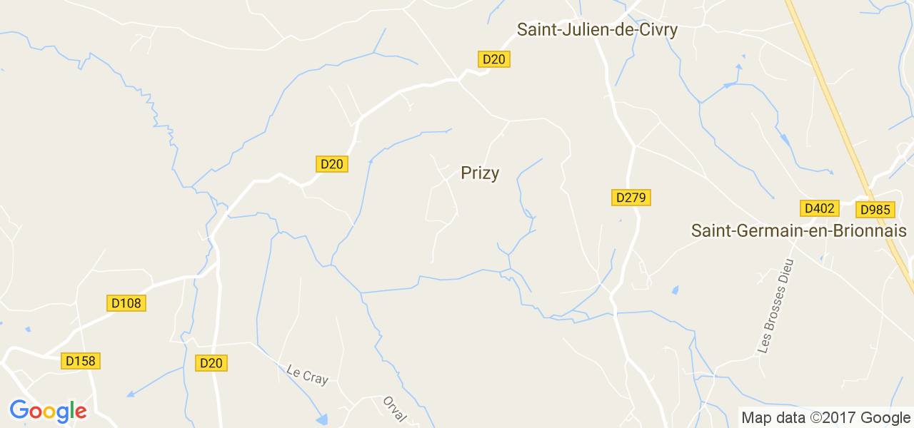 map de la ville de Prizy