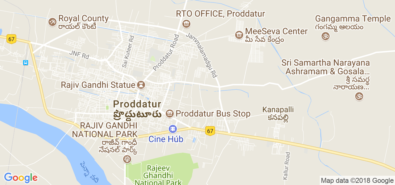 map of the city of Proddatur