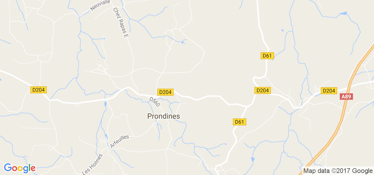 map de la ville de Prondines