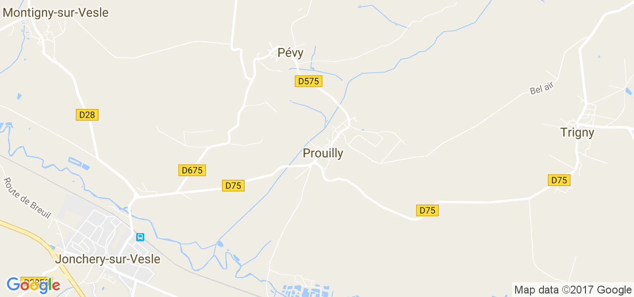 map de la ville de Prouilly