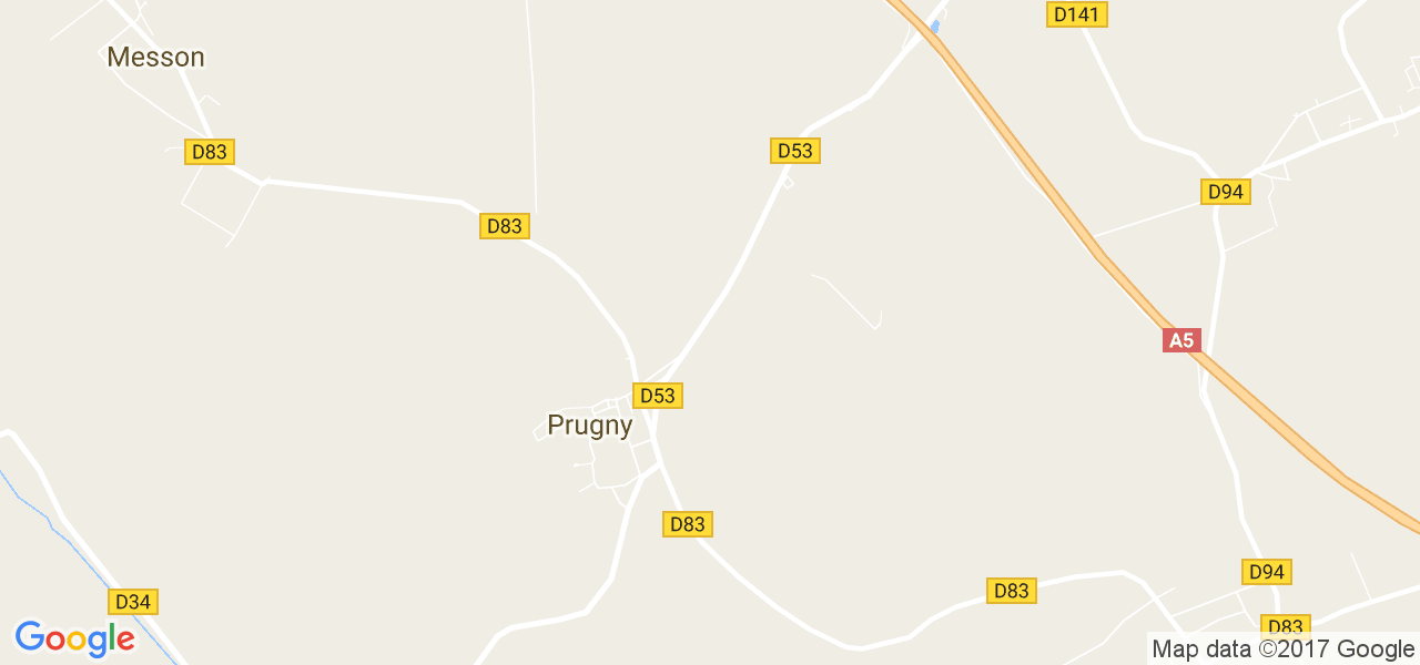 map de la ville de Prugny