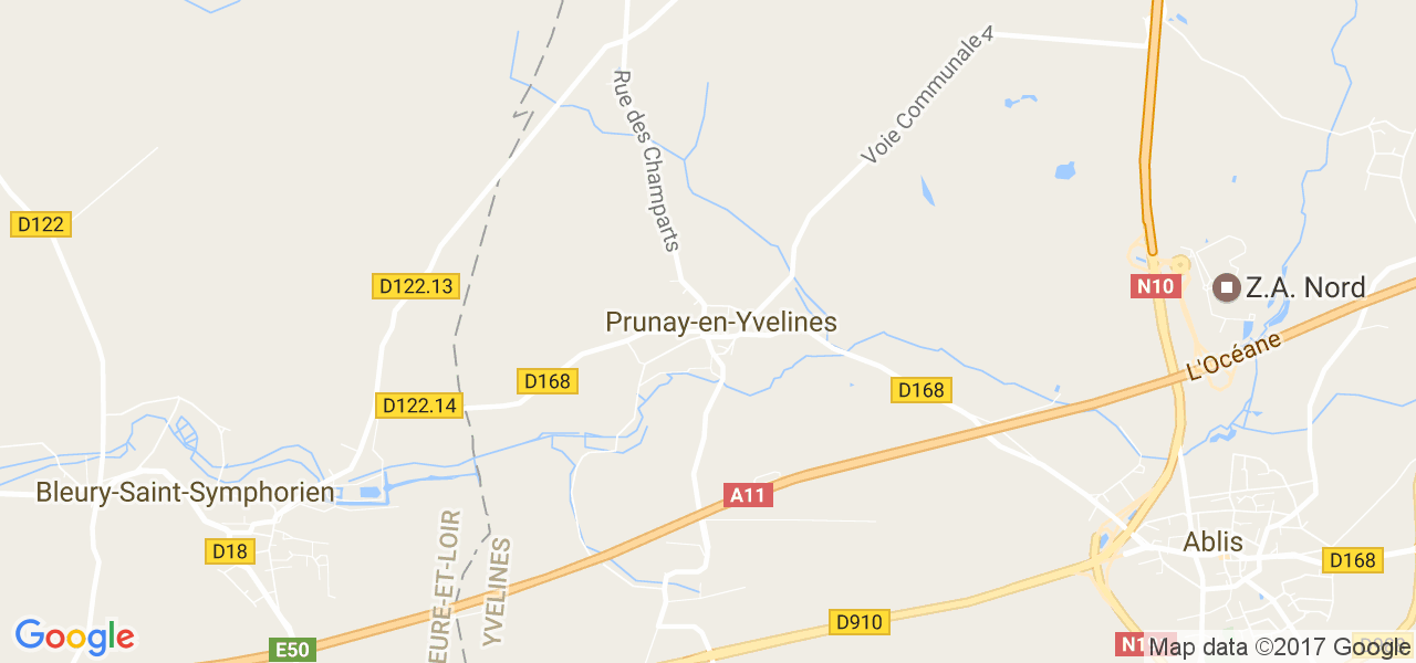 map de la ville de Prunay-en-Yvelines