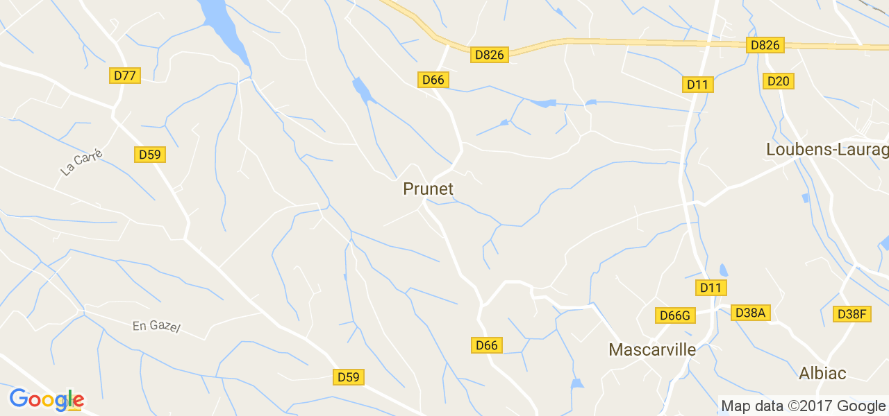 map de la ville de Prunet