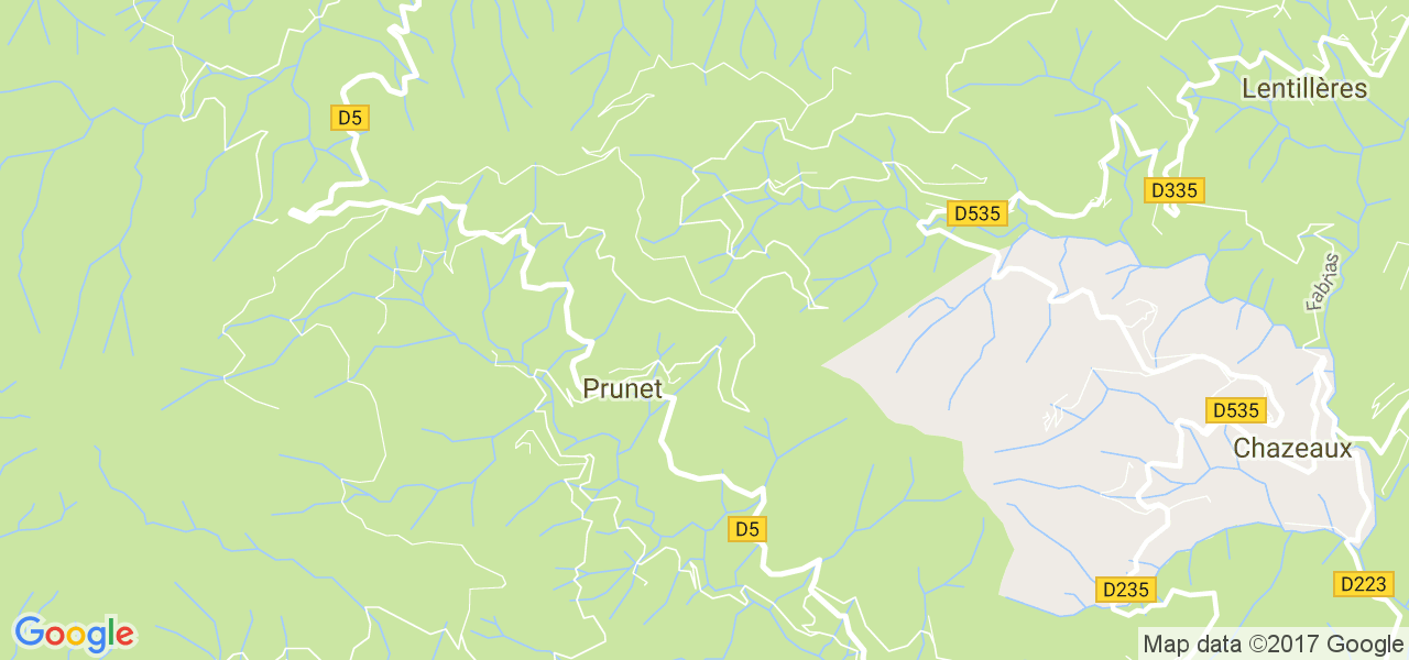 map de la ville de Prunet